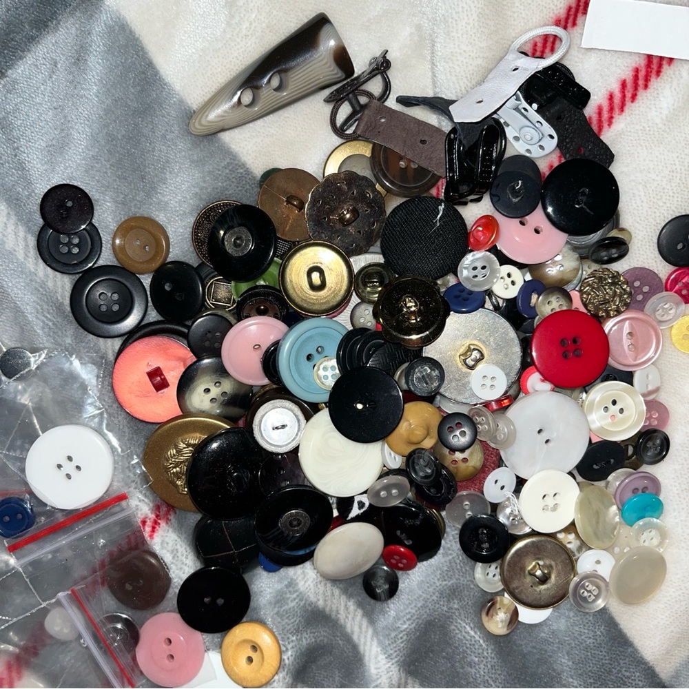 Eclectic Button Art Set in Black, White, and Red